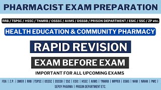 PHARMACIST EXAM PREPARATION  HEALTH EDUCATION amp COMMUNITY PHARMACY  RRB  TSPSC  MHSRB  HSSC [upl. by Jeremy]