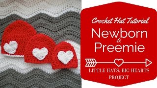 Newborn and Preemie Crochet Hat Tutorial Little Hats Big Hearts Project [upl. by Anitap]