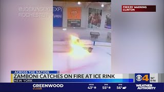 Zamboni catches on fire at upstate New York ice rink [upl. by Alisia372]