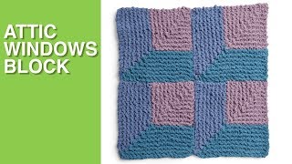 ATTIC WINDOWS KNIT BLANKET SQUARE Week 3 of 6 💖 Bernat Stitch Along [upl. by Anihtyc]