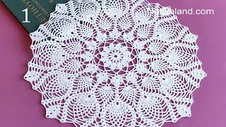 Crochet Doily How to crochet pineapple doily Part 1 1  4 round [upl. by Ailyt170]