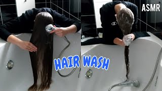 ASMR Relaxing Hairwash  Long Hair Washing Forward Shampooing Conditioning Rinsing [upl. by Dag785]