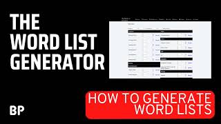 How To Generate Word Lists Using The Word List Generator [upl. by Kile]