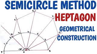 How to Draw a heptagon using semicircle method [upl. by Dawes]