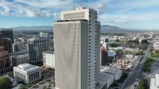 Drone Footage of LDS Church Office Building and Downtown SLC [upl. by Herv901]