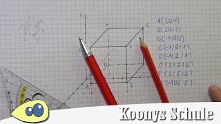 Würfel zeichnen und fehlende Koordinaten bestimmen  3D Vektorrechnung Abitur [upl. by Asin714]