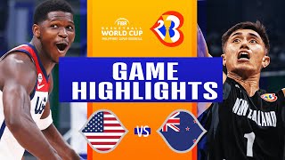 USA vs NEW ZEALAND  FIBAWC  August 26 2023 [upl. by Luana]