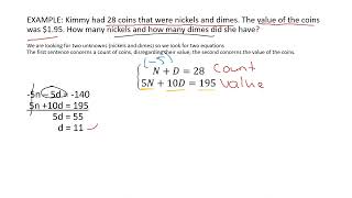 money word problems substitution and elimination [upl. by Ahseiyn964]