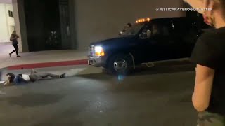 Truck slams into protester during Breonna Taylor demonstration in Hollywood  ABC7 [upl. by Pinkerton526]