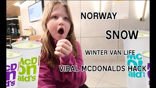 NORWAY SNOW TRYING THE VIRAL MCDONALDS HACK ON OUR WAY TO THE ARCTIC CIRCLE  WINTER VAN LIFE [upl. by Cayser428]