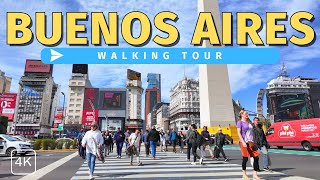 Buenos Aires Argentina  Microcentro  4K Walking Tour with Captions [upl. by Annoj]