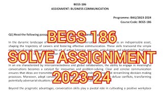 BEGS 186 SOLVE ASSIGNMENT 20232024  BEGS SOLVE ASSIGNMENT PDF  BEGS 186 ASSIGNMENT SOLUTION 2023 [upl. by Inafets]