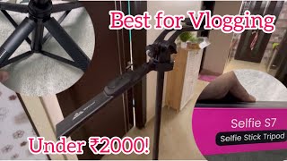 Best Budget Selfie Stick Tripod for Vlogging Under ₹2000  WeCool S7 Unboxing amp Review [upl. by Ahsratan]