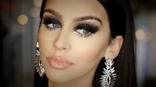 Black SMOKEY Eye  FULL FACE Makeup Tutorial  Heavy Glam [upl. by Niuqram925]