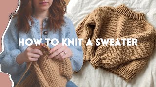 How To Knit a Chunky Sweater  Beginner Friendly Step by Step DIY Tutorial [upl. by Atinreb]