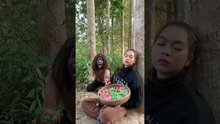 Survival Skills SIMPLE and USEFUL with candy firecamping bushcraft outdoors [upl. by Yttam]