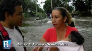 Inundaciones en el barrio Villas de Granada y El Paraíso en Granada Meta [upl. by Ellehsyt892]