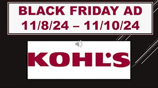 KOHLS BLACK FRIDAY AD 11824  111024 [upl. by Gerdeen]