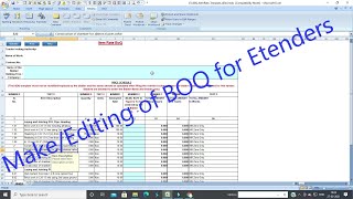 Make BOQ file for e tender making BOQ file  editing of BOQ File for Published Etender [upl. by Dine]