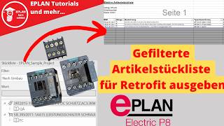 Gefilterte 🎚️ Stückliste in EPLAN und Excel ausgeben Retrofit Beistellung Umbau So geht´s 💡 [upl. by Caddric162]