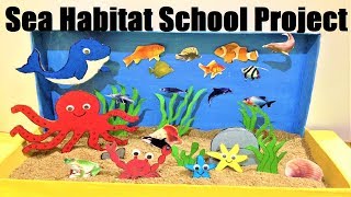 sea habitat model making using cardboard and paper  diorama model making  howtofunda [upl. by Alurta]