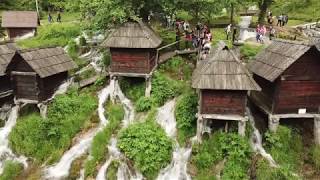 Watermills of Jajce Mlinčići Pliva lakes and waterfall Fortress of Jajce  4K drone aerial [upl. by Humfrey77]