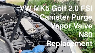 VW Golf 20 FSI Purge Valve Replacement MK5 Golf  N80  Evap  Change DIY [upl. by Adamson]