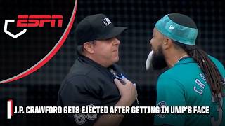 IN THE UMPS FACE 😮 JP Crawford gets HEATED after strike 3 call  ESPN MLB [upl. by Kobylak]