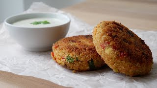 Vegetarische Couscous Bratlinge Rezept  Vegetarian Couscous Patties Recipe  ENG SUBS [upl. by Anitneuq751]