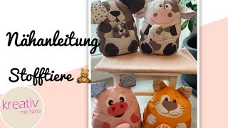 Stofftiere selber 🧸 nähen Kuscheltier mit Baby DIY einfaches Nähprojekt  nähen kullaloo happy Farm [upl. by Cai64]