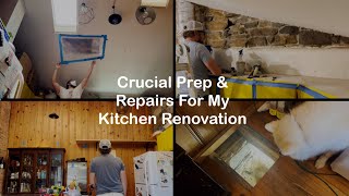 Kitchen Renovation Begins  DIY Drywall amp Joist Repair Stone Wall Pointing amp Shelves Installation [upl. by Llednyl816]