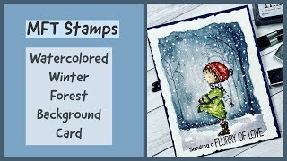 MFT Stamps  Warmest Wishes Stamp with Watercolored Winter Forest Background [upl. by Elyl410]