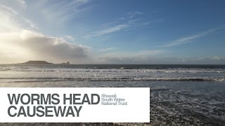 Worms Head Causeway Rhossili 4K Drone Footage [upl. by Euqinomahs]