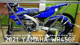 2021 YAMAHA WR450F EU  UNCORKINGFirst start [upl. by Ayekan]