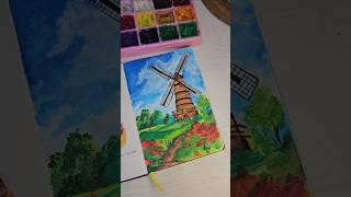 Gouache painting 😇😍 art artist diy youtubeshorts trending gouache painting shorts reels [upl. by Wystand]