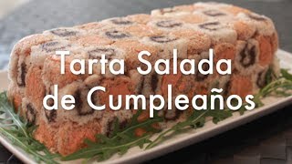 Tarta salada de cumpleaños con pan de molde  Recetas de Cocina ✅ [upl. by Mail]