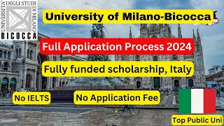 Milano Bicocca University Application process 2024 Fully funded scholarshipItaly Public University [upl. by Bernadine391]