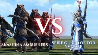 WARHAMMER III Total War  Akshina Ambushers VS Spire Guard of Tor Yvresse [upl. by Morrell404]