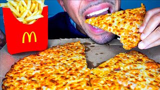 ASMR Dominos Thin Crust Extra Cheese Pizza McDonalds French Fries Eating Mouth Sounds No Talking [upl. by Eniffit36]