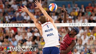 Norway dominates Qatar to win mens beach volleyball bronze medal  Paris Olympics  NBC Sports [upl. by Pelson]