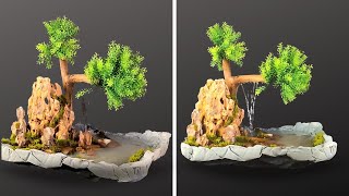 Amazing bonsai tree waterfall fountain  DIY water fountain making [upl. by Elockin737]