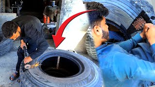 Amazing skill of Repairing a Hard Impact Sidewall Truck Tire  how restoration of old damage tires [upl. by Scibert]