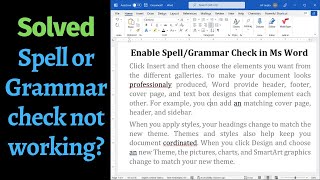 How to turn on spell check in Word  GrammarSpell check not working in Ms Word 2022 [upl. by Reed307]