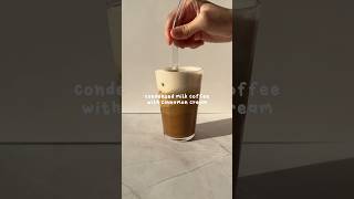 Condensed milk coffee with cinnamon cream coffee coffeelover coffeetime icedcoffee homecafe [upl. by Dlaner]