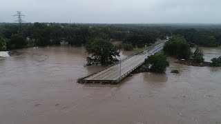 From the air Bridge collapse in Kingsland TX after heavy rains [upl. by Ahtanamas445]