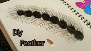 How to make feather using crayon  Diy Craft [upl. by Jaynell]