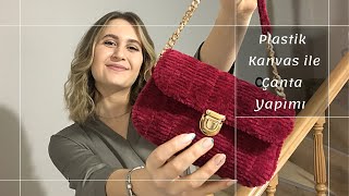 Plastik kanvas ile çanta yapımı • ÇEKİLİŞ • DIY bag tutorial with plastic canvas [upl. by Storfer]