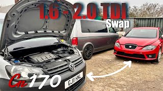 Vw caddy 16  20 TDI CR engine swap it rips [upl. by Ammamaria]