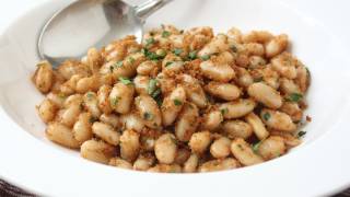 Sandy Beans Recipe  White Beans with Crispy Parmesan Breadcrumbs [upl. by Alenoel166]