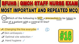 BFUHS STAFF NURSE EXAM PREPARATION  BFUHS STAFF NURSE PREVIOUS YEAR QUESTION PAPER MCQ [upl. by Durston]